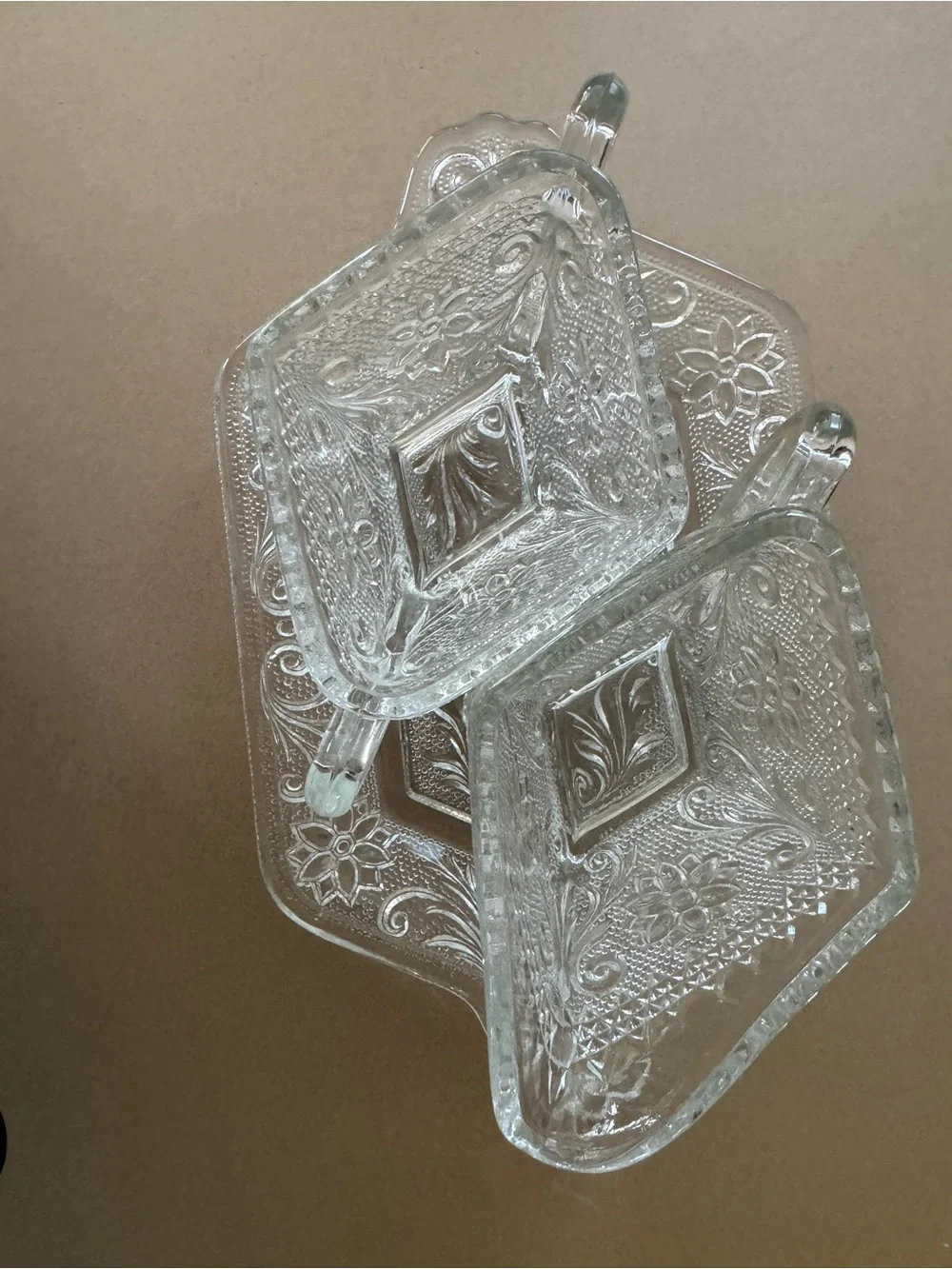 Vintage Indiana Glass Tiara Sandwich Pattern Sugar, Creamer, and Tray